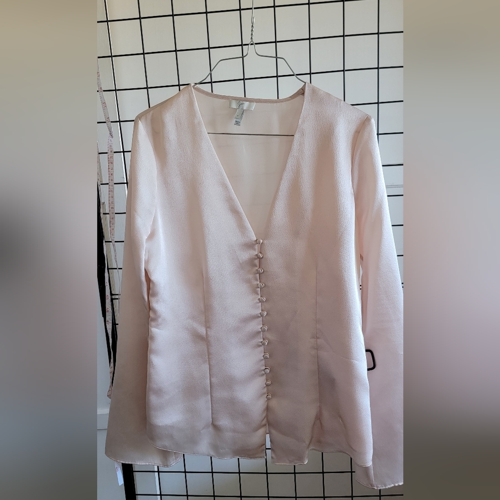 Joie Soft Blush Satin V-Neck Blouse SIZE 4